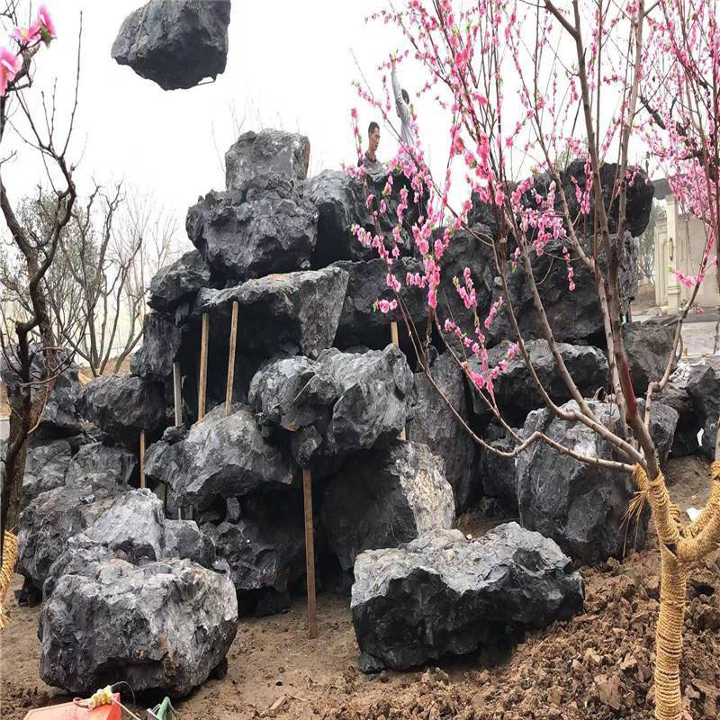 【良好園林供應浙江日式枯山水黑山石 浙江園林枯山水假山